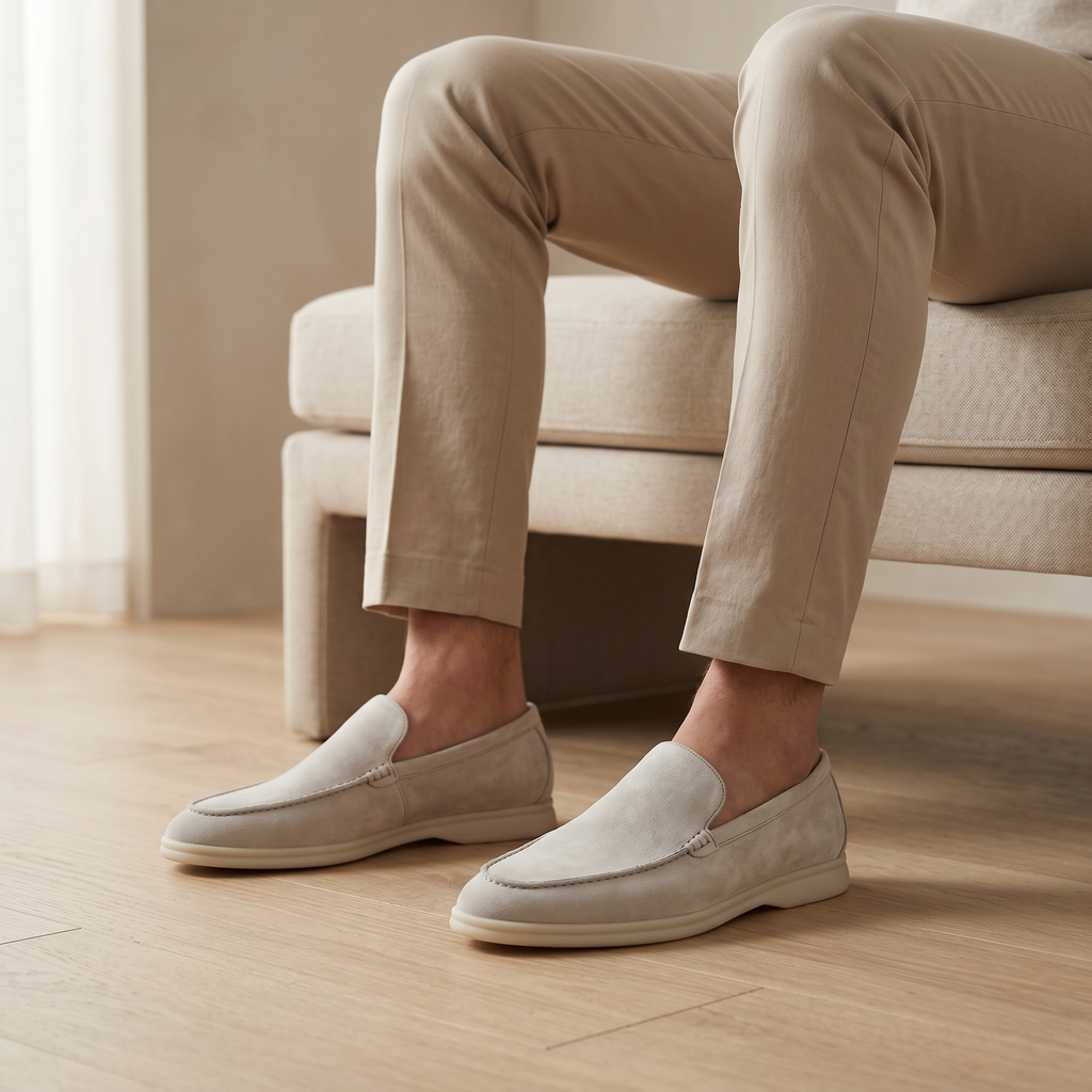 Loro Piana Men’s Summer Walk Loafers – Classic Beige Suede