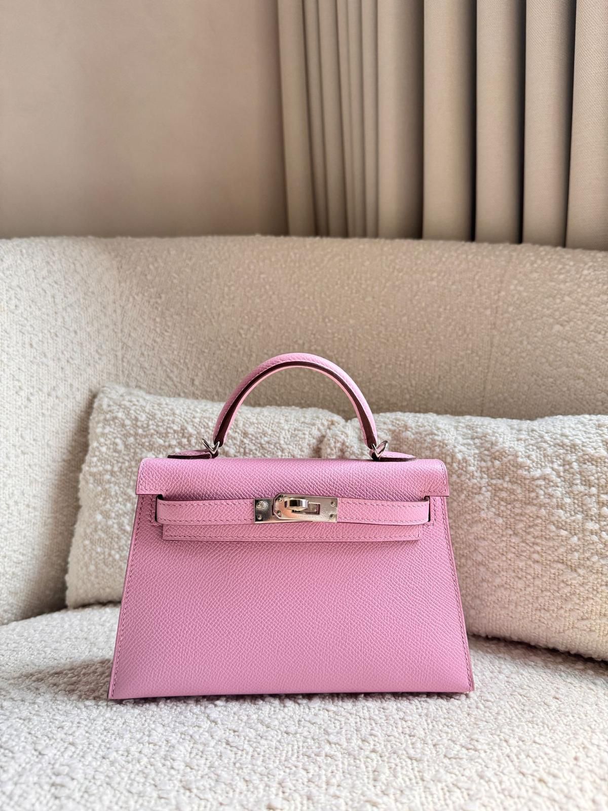 Mini Kelly 20 Mauve Sylvestre Epsom/Palladium Hardware