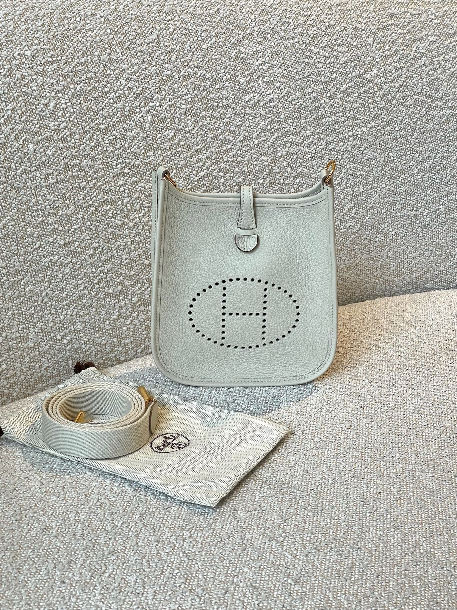 Hermès Mini Evelyne 8L Beton Clemence Leather